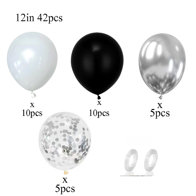 42 قطعة فضي أسود أبيض النثار ب - مراجعة Balloon Pump Hand وسعره