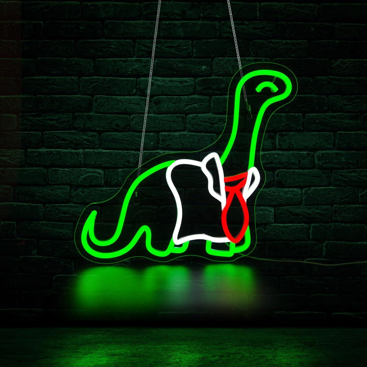 لافتة نيون على شكل ديناصور مع  - مراجعة Neon Sign Party وسعره