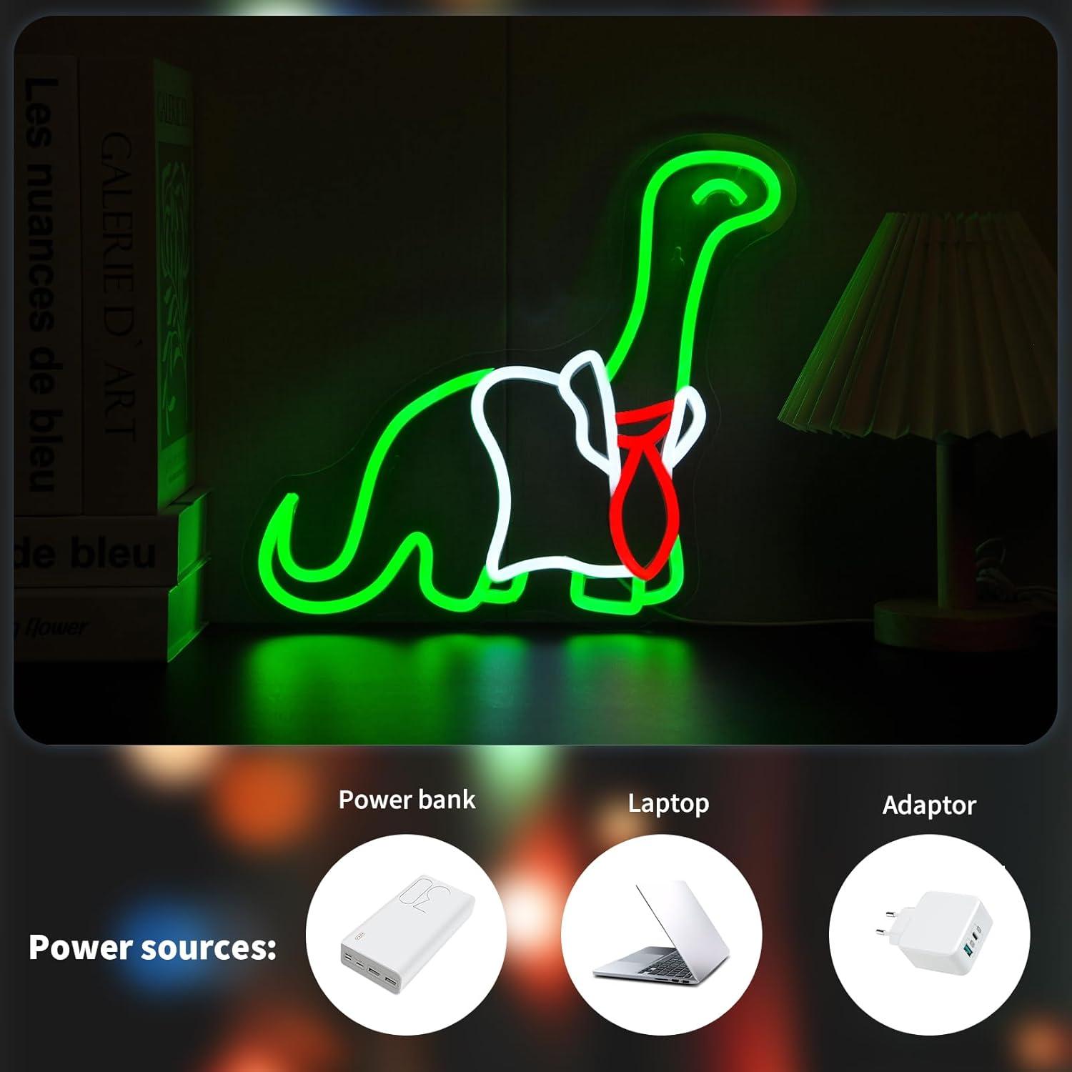 لافتة نيون على شكل ديناصور مع  - مراجعة Neon Sign Party وسعره