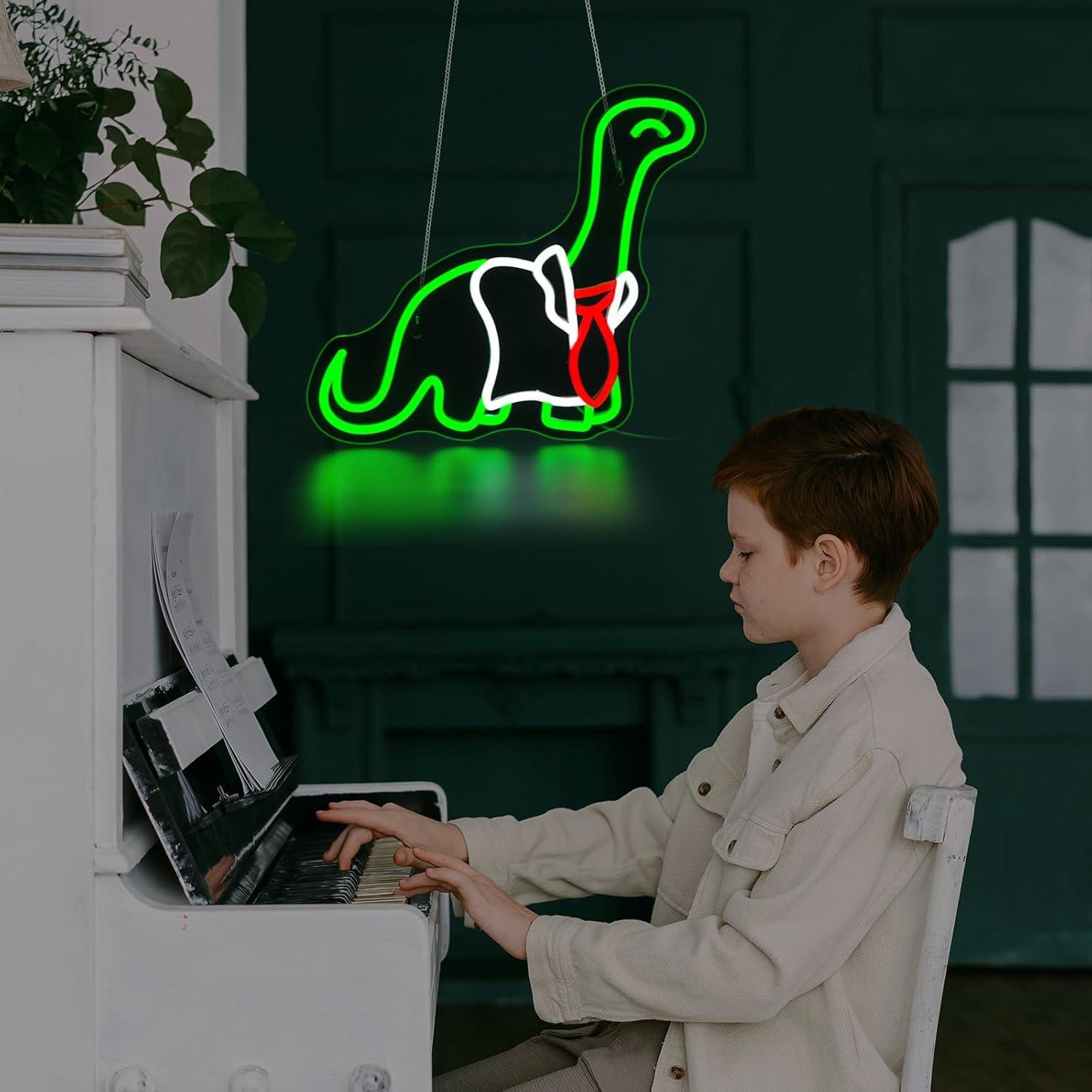لافتة نيون على شكل ديناصور مع  - مراجعة Neon Sign Party وسعره