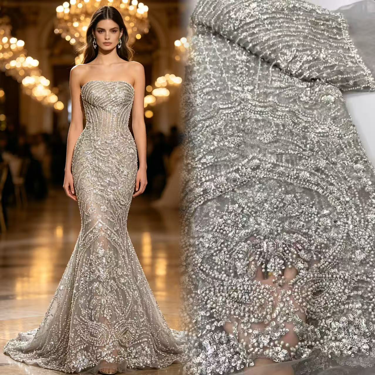 دانتيل فرنسي فاخر من التول الش - مراجعة Glitter Tablecloth وسعره