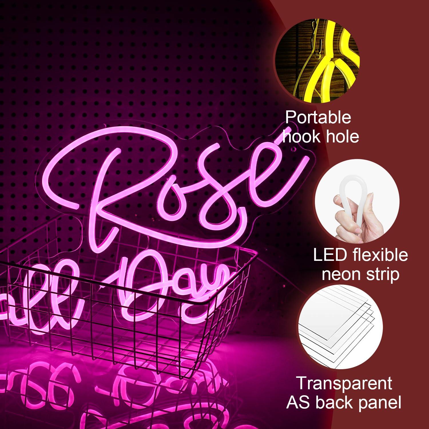 لافتة نيون على شكل وردة قابلة  - مراجعة Neon Sign Party وسعره